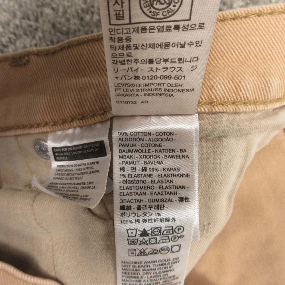 Levis Jeans Mens 36x32 Tan 514 Slim Straight Faded Zip Fly Light Denim Pant Work